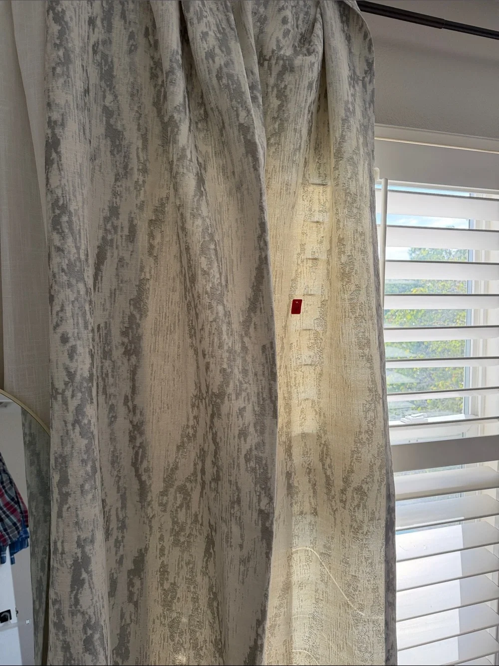 West Elm Gray and Cream Textured Drapery Panel